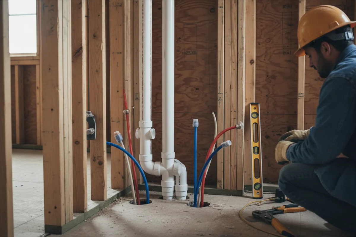 Drain and supply rough-in during Drain Cleaning in Chatham
